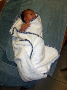Baby wrapped in towel